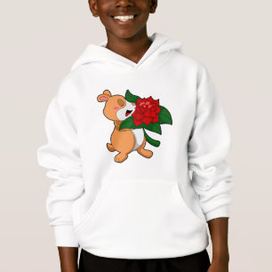 Hamster mit Blume Rose Hoodie