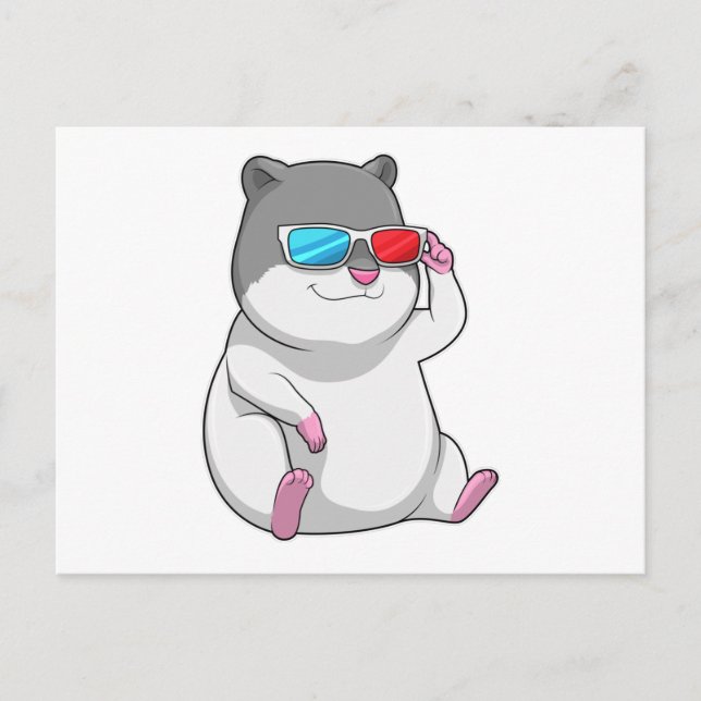 Hamster mit Brille Postkarte (Vorderseite)