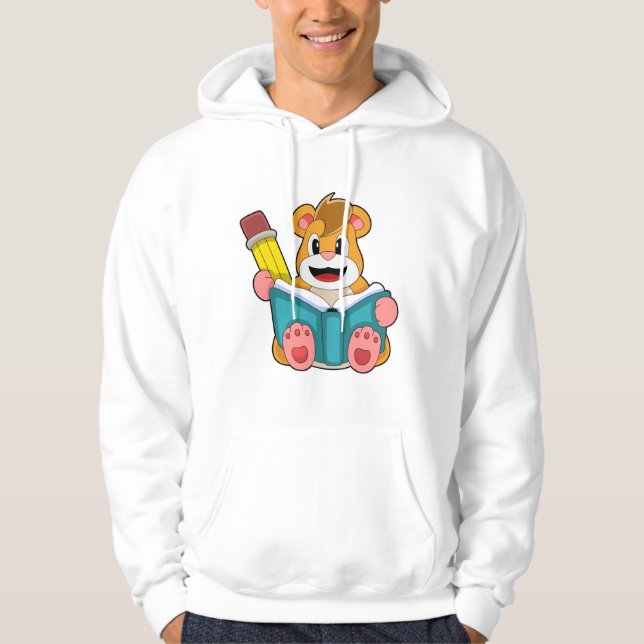 Hamster mit Buch und Pen Hoodie (Vorderseite)
