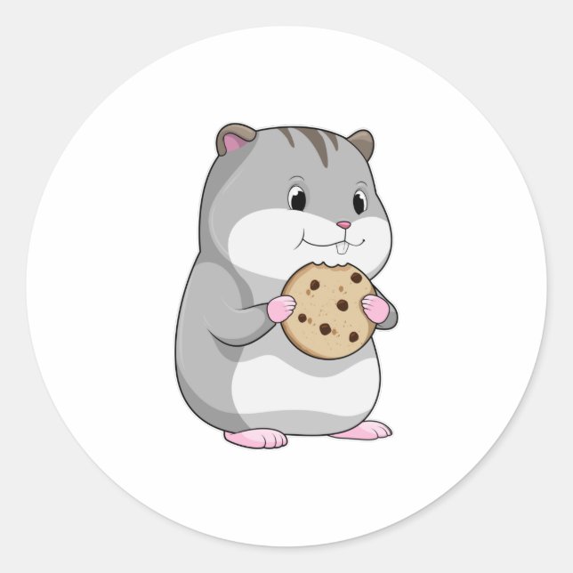 Hamster mit Cookie Runder Aufkleber (Vorderseite)