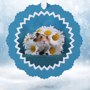 Hamster mit Daisy Blume Bouquet Holiday Ornament Karte