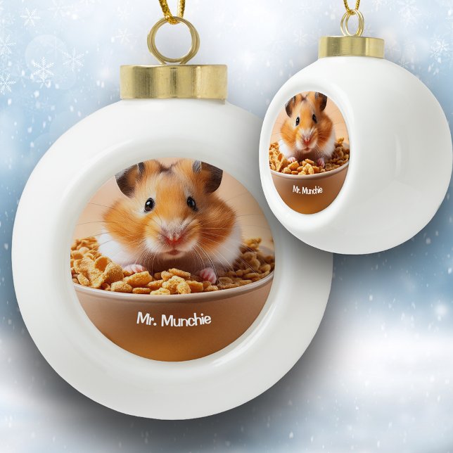 Hamster mit den Munchies Keramik Kugel-Ornament (Von Creator hochgeladen)