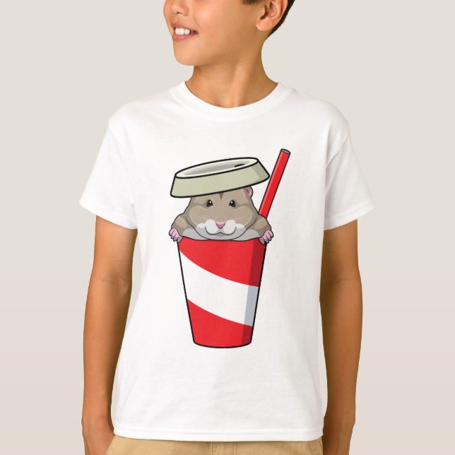 Hamster mit Drink T-Shirt (Vorderseite)