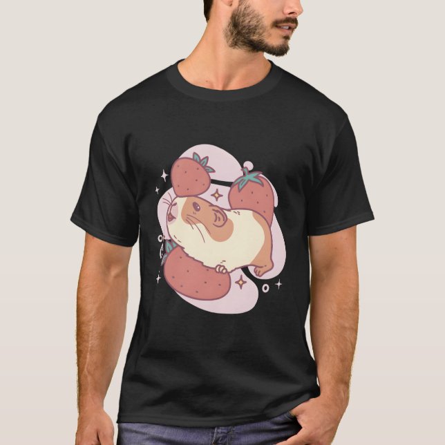 Hamster mit Erdbeeren Comic für T-Shirt (Vorderseite)
