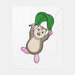 Hamster mit Fallschirm Fleecedecke