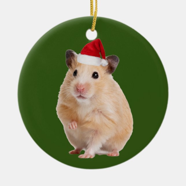 Hamster mit Hat Scanner Weihnachten Keramik Ornament (Vorne)
