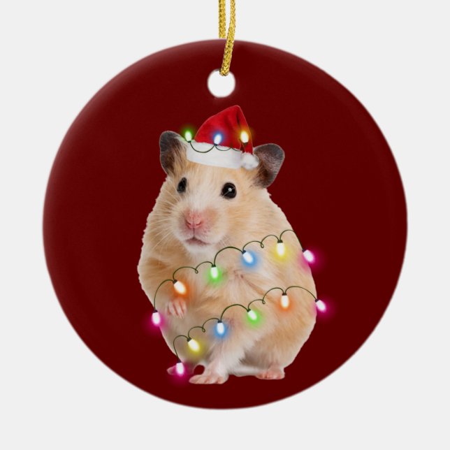 Hamster mit Hat Scanner Weihnachten Keramik Ornament (Vorne)