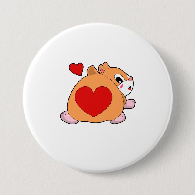 Hamster mit Herz Button (Vorderseite)
