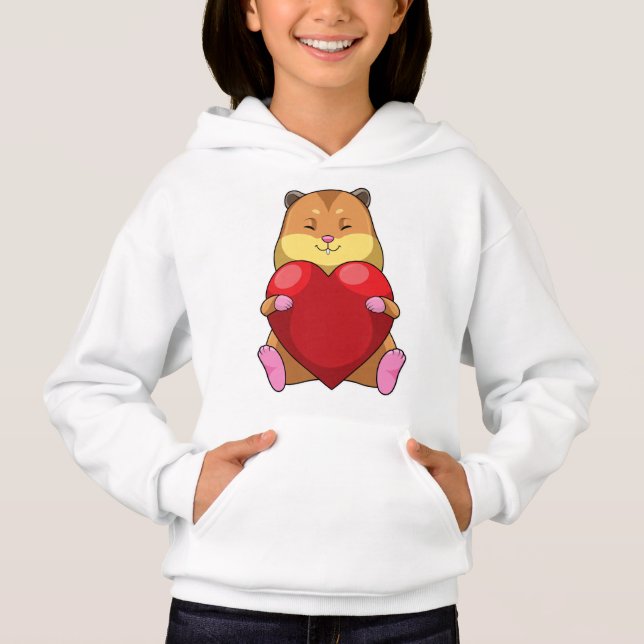 Hamster mit Herz Hoodie (Vorderseite)