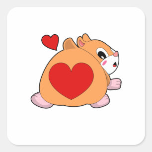 Hamster mit Herz Quadratischer Aufkleber