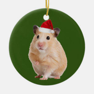 Hamster mit Hutschuh Weihnachten Keramik Ornament