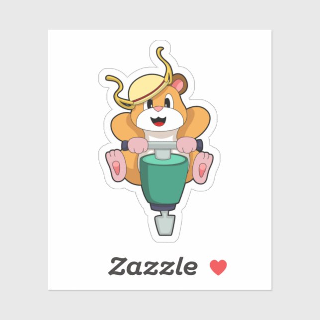 Hamster mit Jackhammer Aufkleber (Blatt)