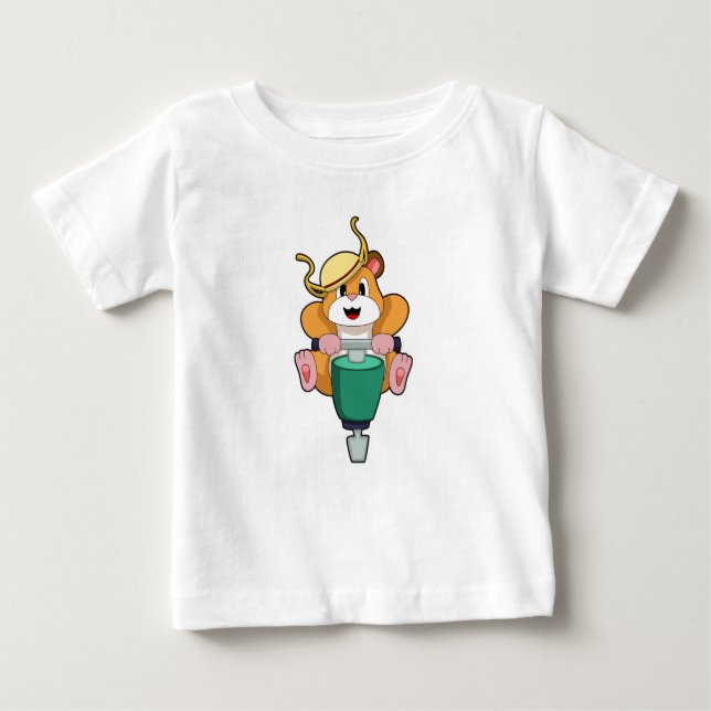 Hamster mit Jackhammer Baby T-shirt (Vorderseite)