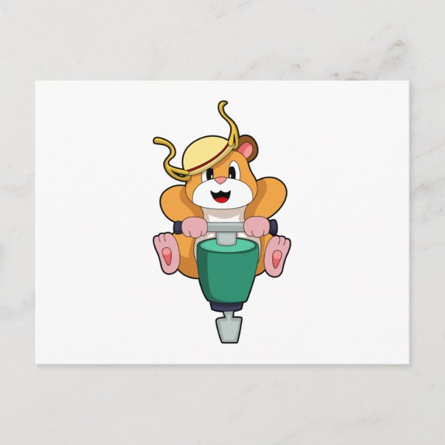 Hamster mit Jackhammer Postkarte (Vorderseite)