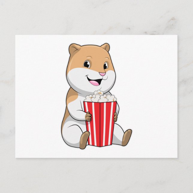 Hamster mit Knochen von Popcorn Postkarte (Vorderseite)