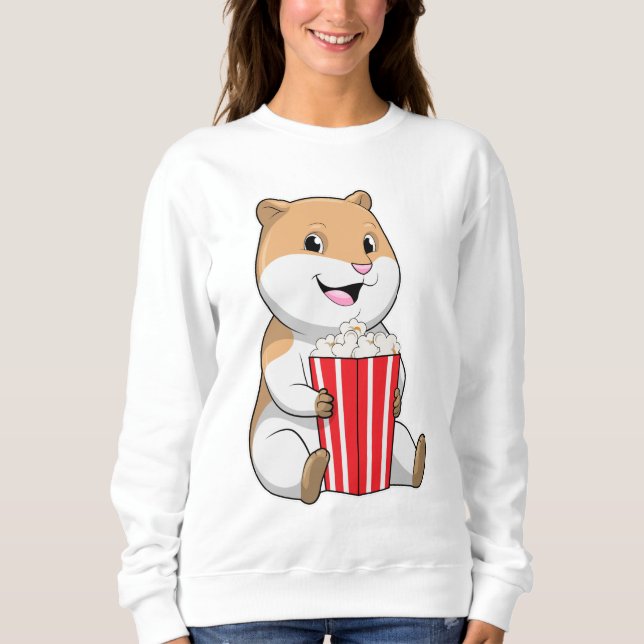 Hamster mit Knochen von Popcorn Sweatshirt (Vorderseite)