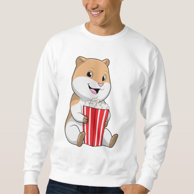 Hamster mit Knochen von Popcorn Sweatshirt (Vorderseite)