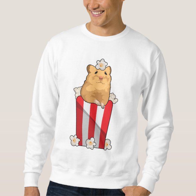 Hamster mit Popcorn Sweatshirt (Vorderseite)