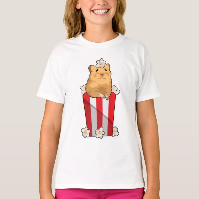 Hamster mit Popcorn T-Shirt (Vorderseite)