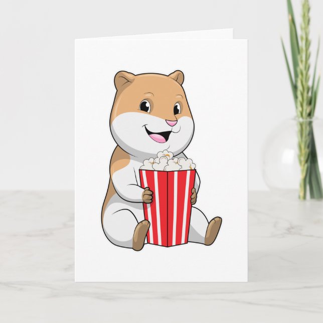 Hamster mit Popcorntüte Karte (Vorderseite)