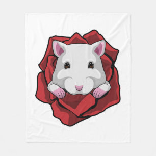 Hamster mit Rose Fleecedecke