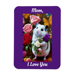 Hamster mit Rose Muttertagsmagnet Magnet