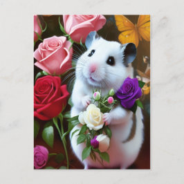 Hamster mit Rose Postkarte