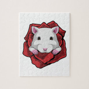 Hamster mit Rose Puzzle