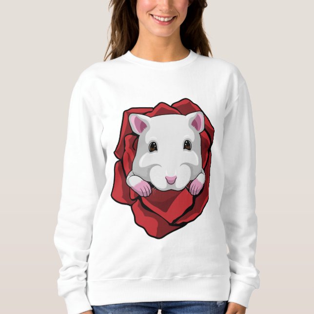Hamster mit Rose Sweatshirt (Vorderseite)