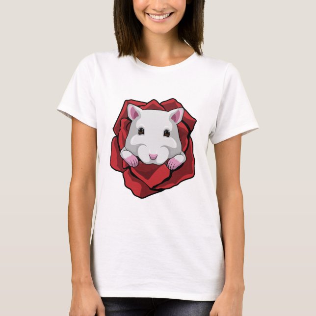 Hamster mit Rose T-Shirt (Vorderseite)