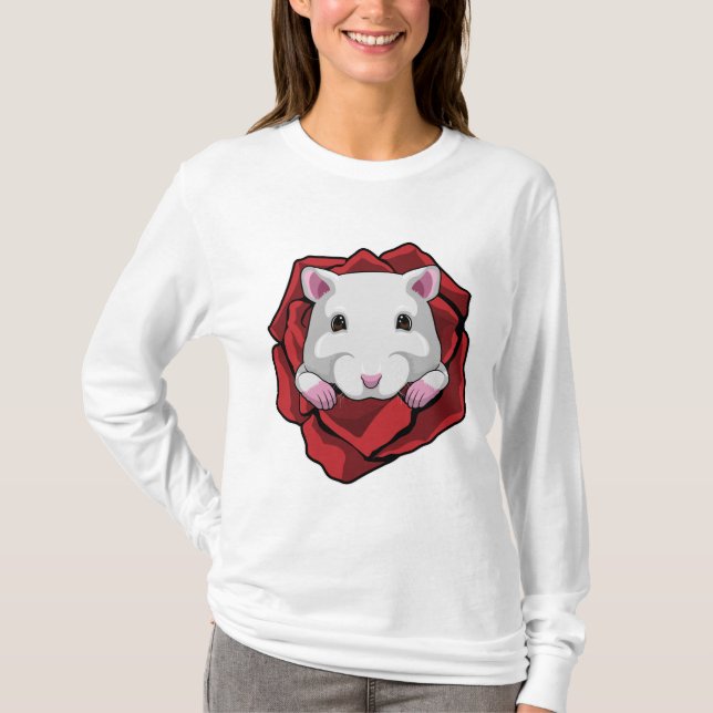 Hamster mit Rose T-Shirt (Vorderseite)
