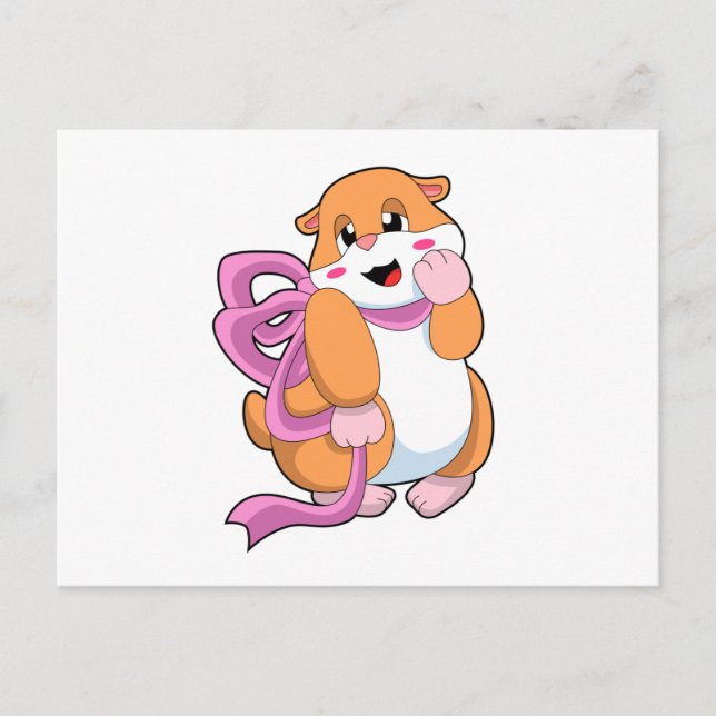Hamster mit Schleife Postkarte (Vorderseite)