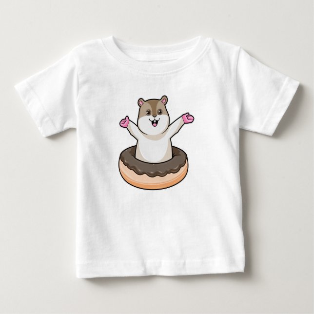 Hamster mit Schokolade Donut Baby T-shirt (Vorderseite)