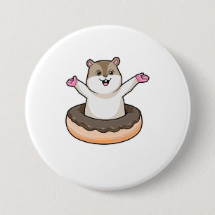 Hamster mit Schokolade Donut Button