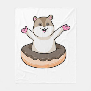 Hamster mit Schokolade Donut Fleecedecke