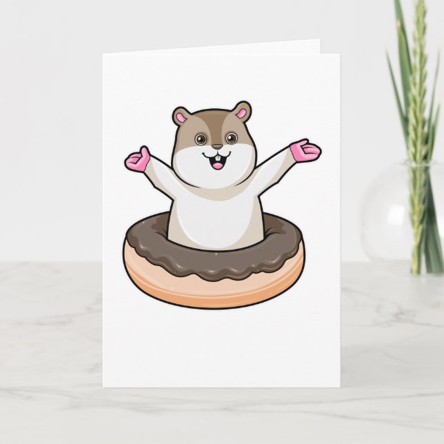 Hamster mit Schokolade Donut Karte (Vorderseite)