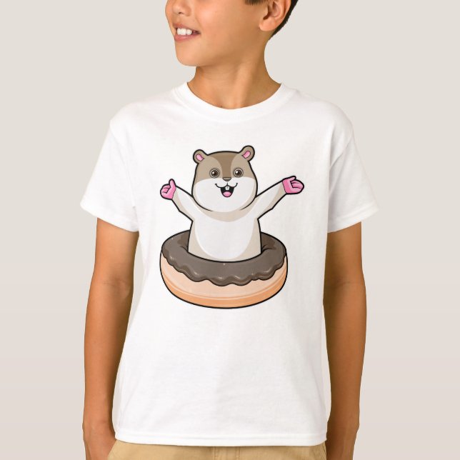 Hamster mit Schokolade Donut T-Shirt (Vorderseite)