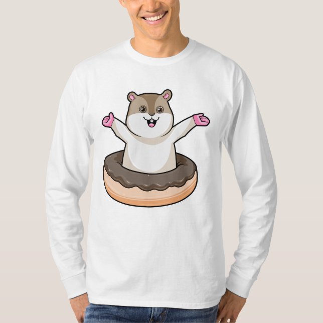 Hamster mit Schokolade Donut T-Shirt (Vorderseite)