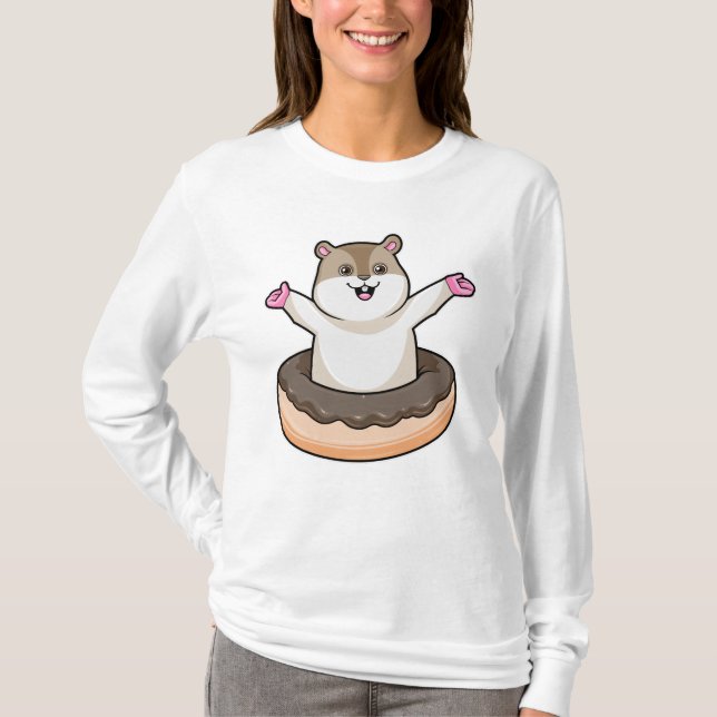 Hamster mit Schokolade Donut T-Shirt (Vorderseite)