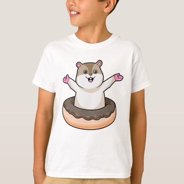 Hamster mit Schokolade Donut T-Shirt (Vorderseite)