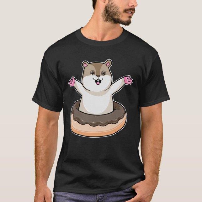 Hamster mit Schokolade Donut T-Shirt (Vorderseite)