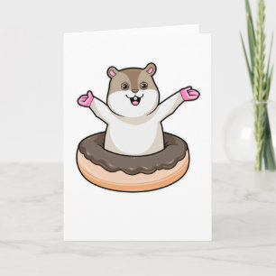 Hamster mit Schokoladen-Donut Karte