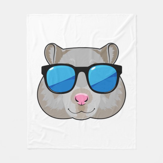Hamster mit Sonnenbrille Fleecedecke (Vorderseite)