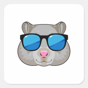 Hamster mit Sonnenbrille Quadratischer Aufkleber