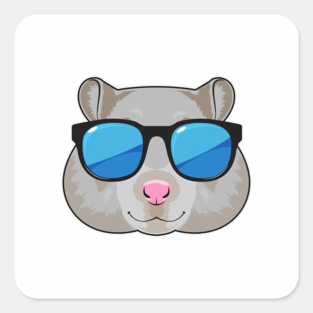 Hamster mit Sonnenbrille Quadratischer Aufkleber (Vorderseite)