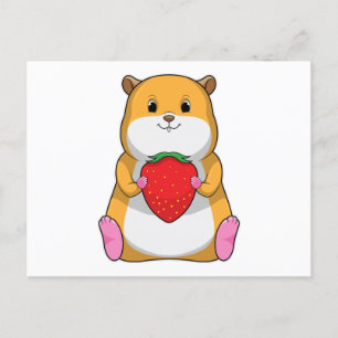 Hamster mit Strawberry Postkarte