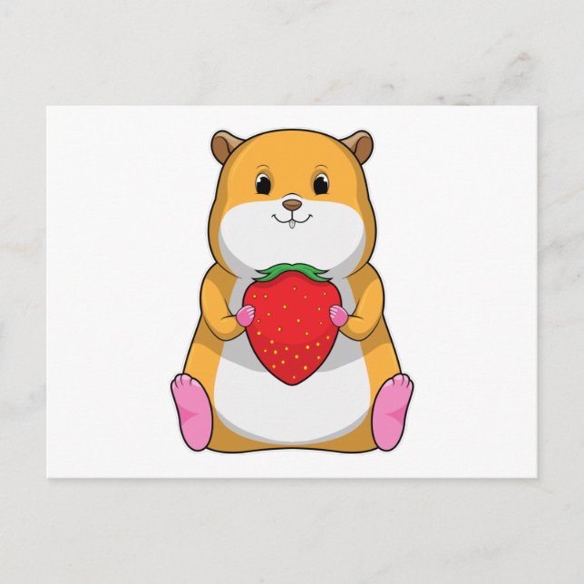 Hamster mit Strawberry Postkarte (Vorderseite)