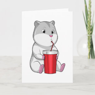 Hamster mit Tasse und Trinkhalm Karte