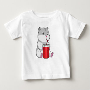 Hamster mit Tasse und Trinkstroh Baby T-shirt