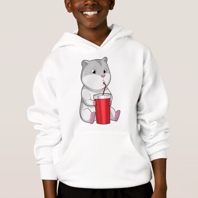 Hamster mit Tasse und Trinkstroh Hoodie (Vorderseite)
